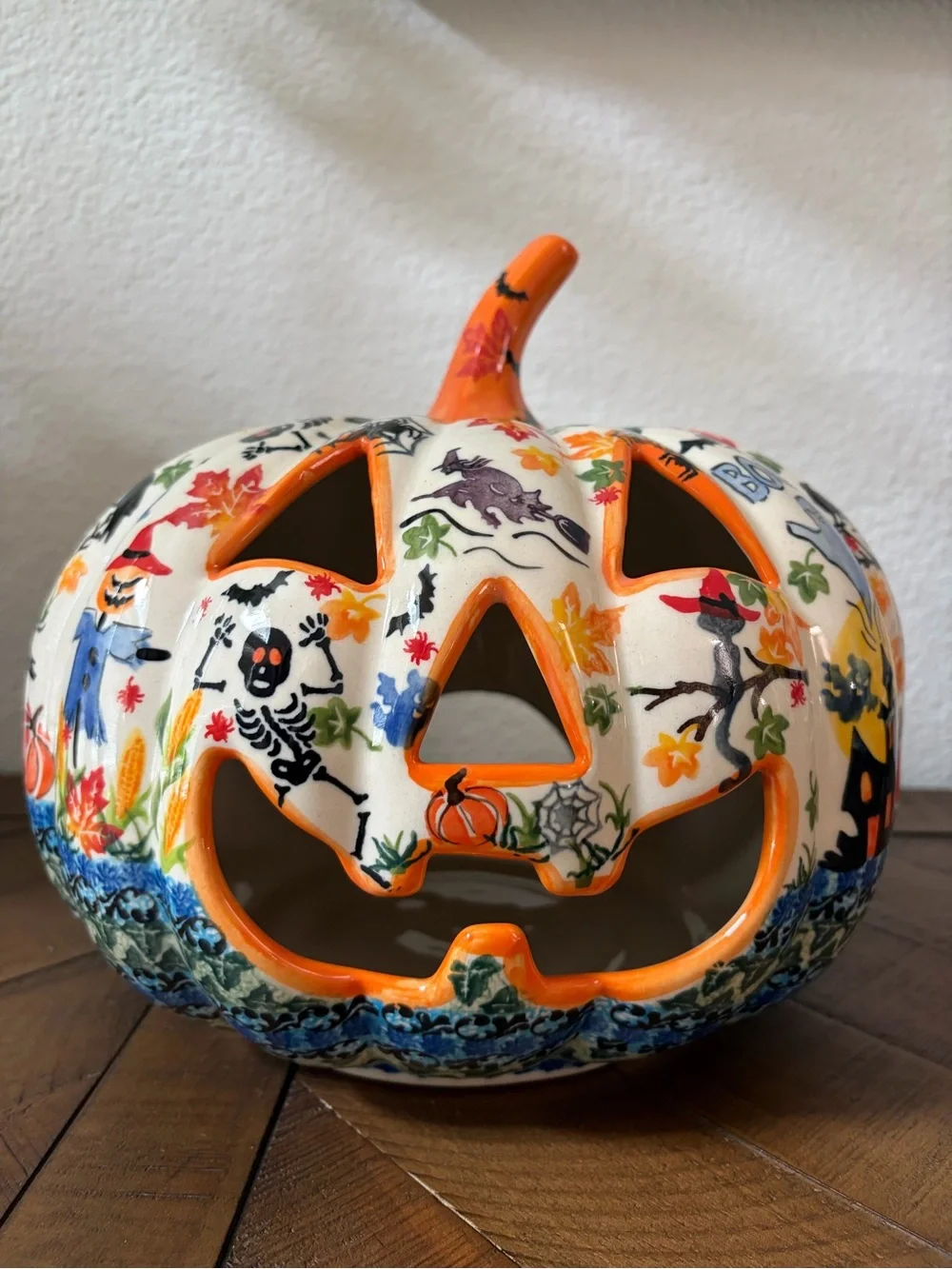 Polish Pottery Boleslawiec Poland Ceramic Halloween Jack-O'-Lantern New
